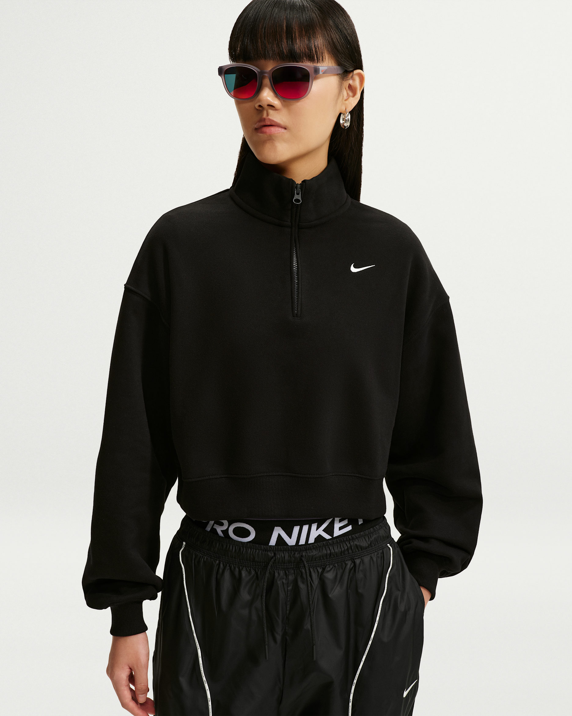 Nike Studio Fleece Medium Weight Women's Oversized 1/4-Zip Cropped